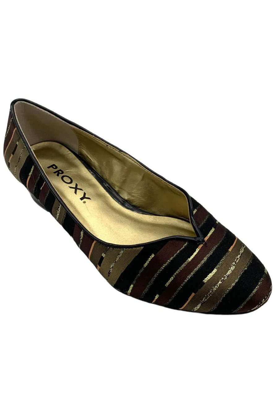 Proxy Women's Emastine Pump Heels Black/Brown/Gold/Stripe - Narrow